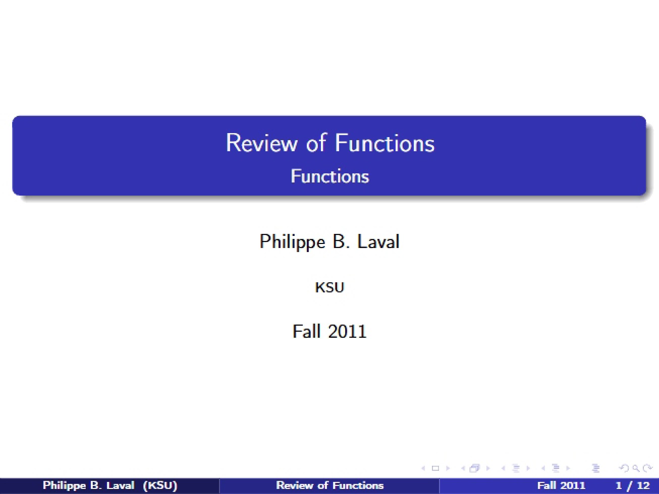 Review of Basic Functions