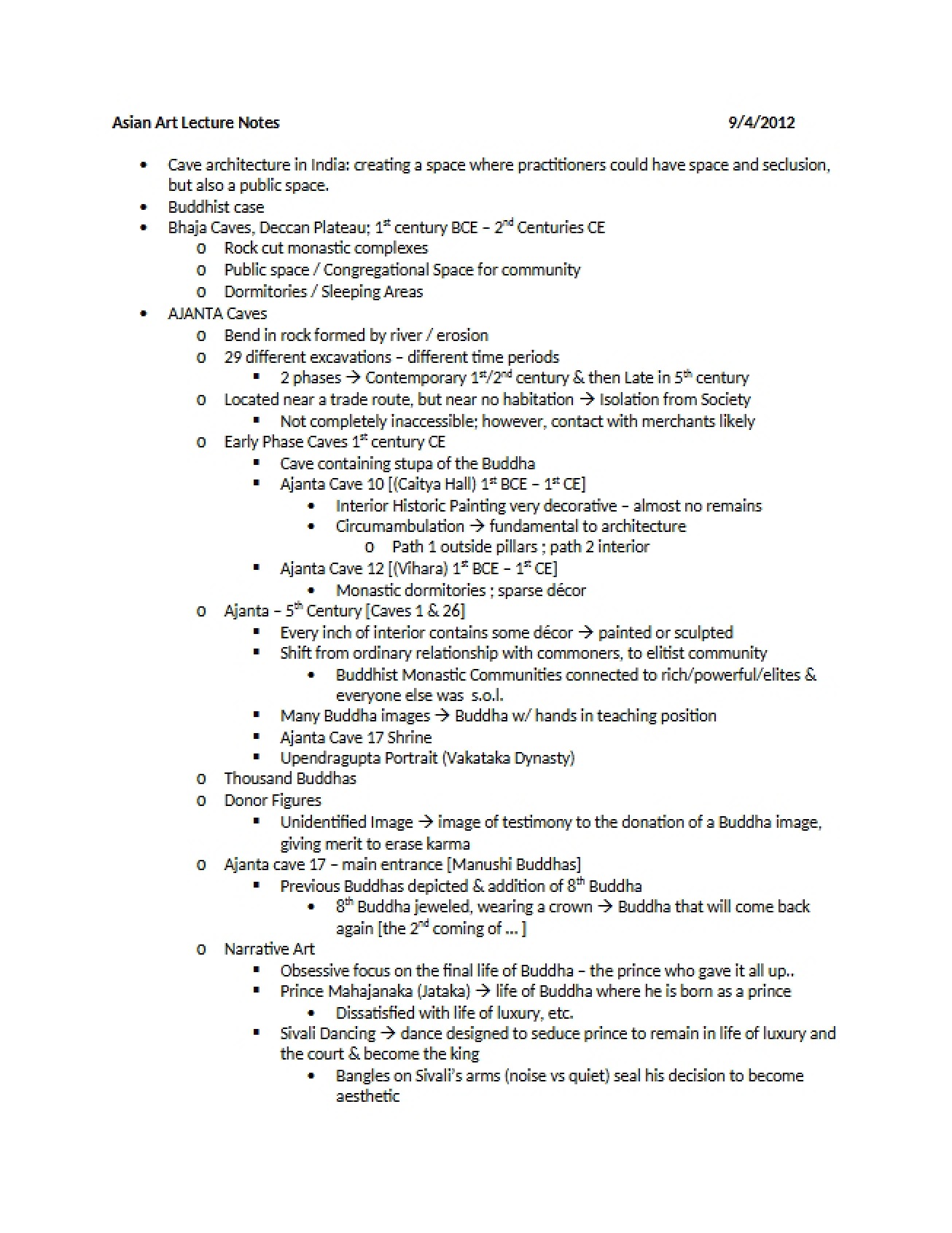 Second Set of Asian Art Lecture Notes