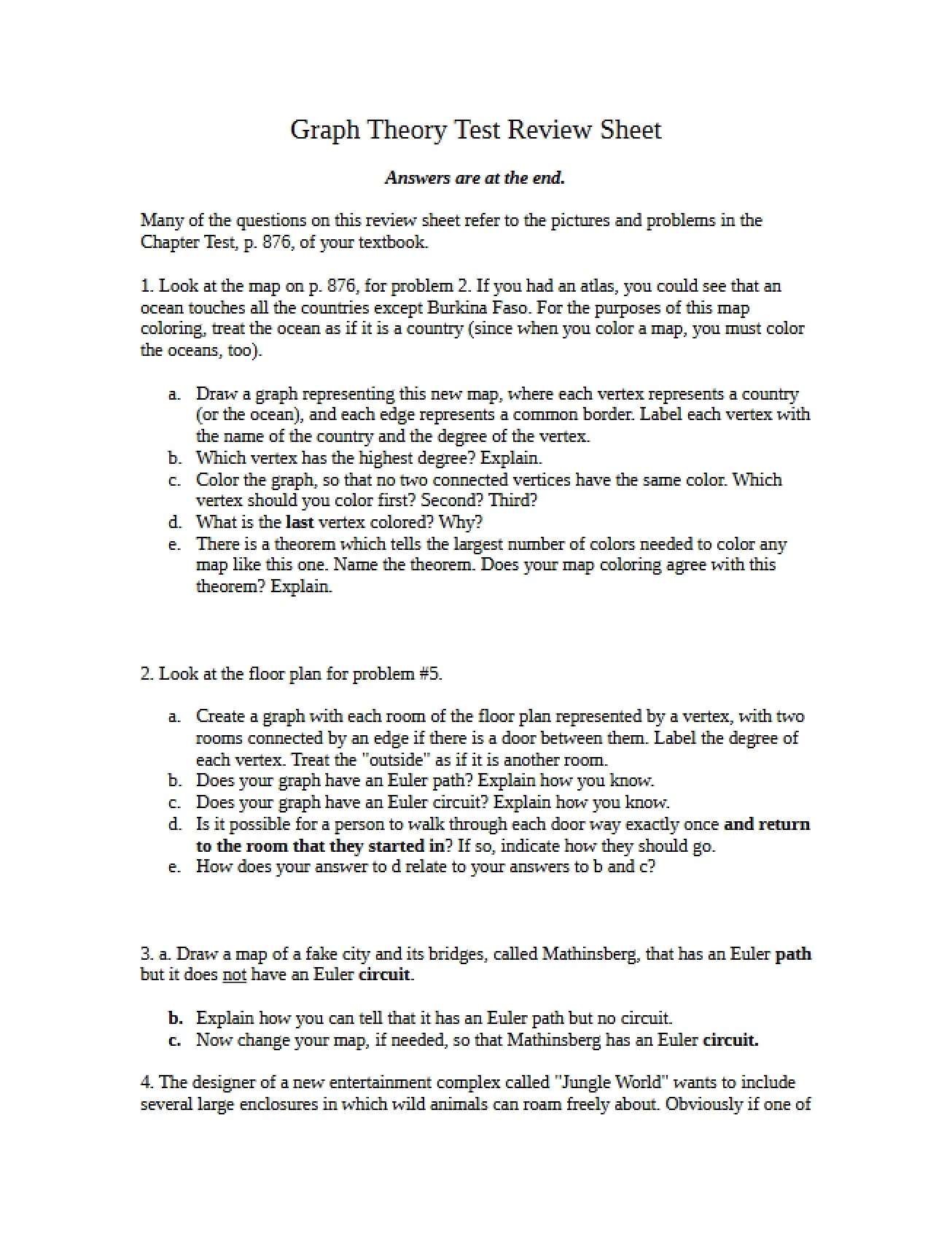 Review for Graph Theory Test
