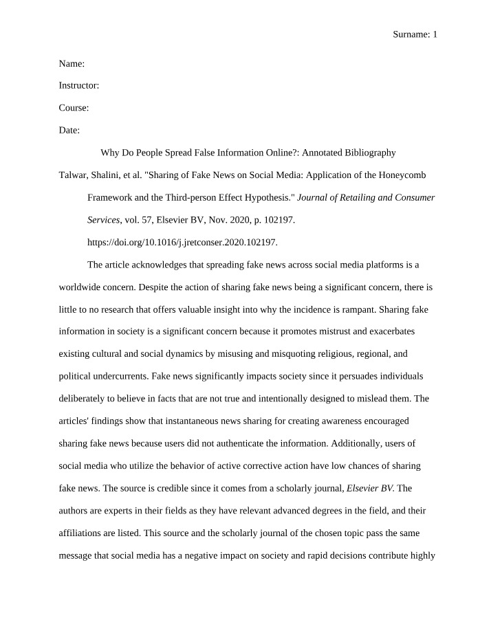 NURS4165 - Annotated Bibliography