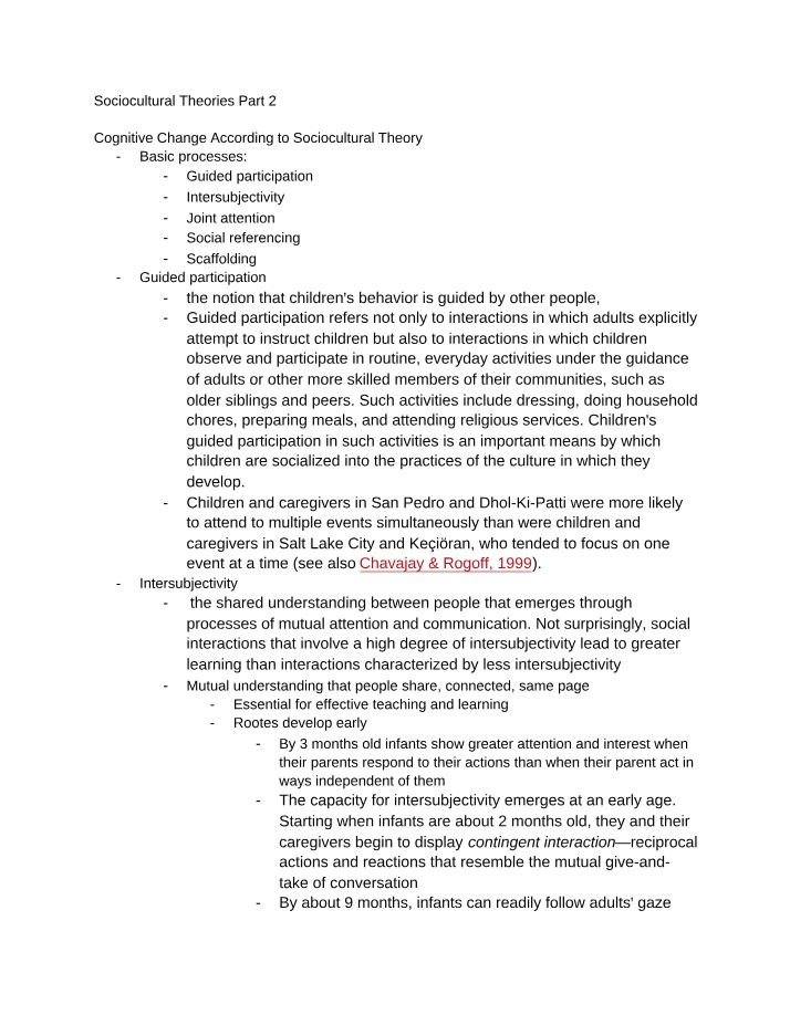 Lecture Notes - Sociocultural Theories Part 2