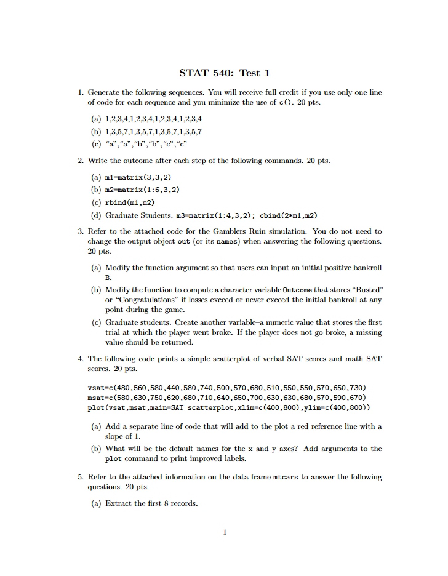 First Test STAT 540