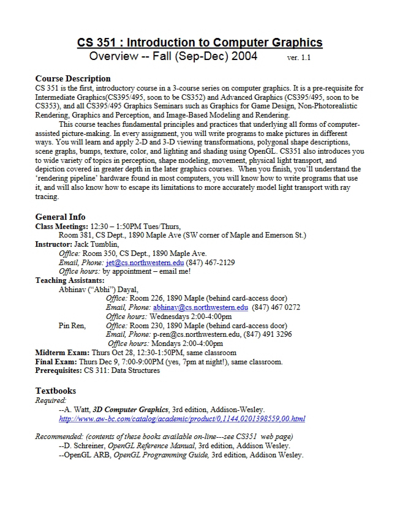 Computer Graphics Syllabus
