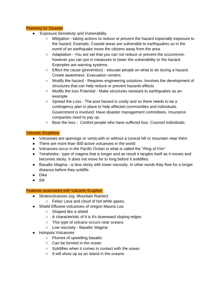 Disaster Mitigation, Adaptation, and Loss Planning