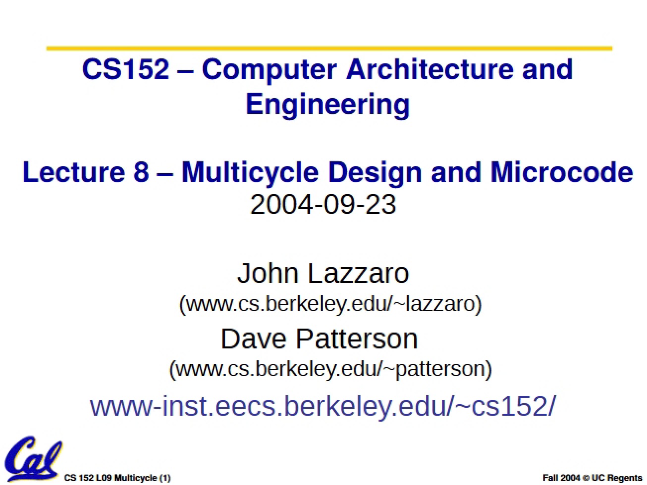Microcode and Multicycle Design