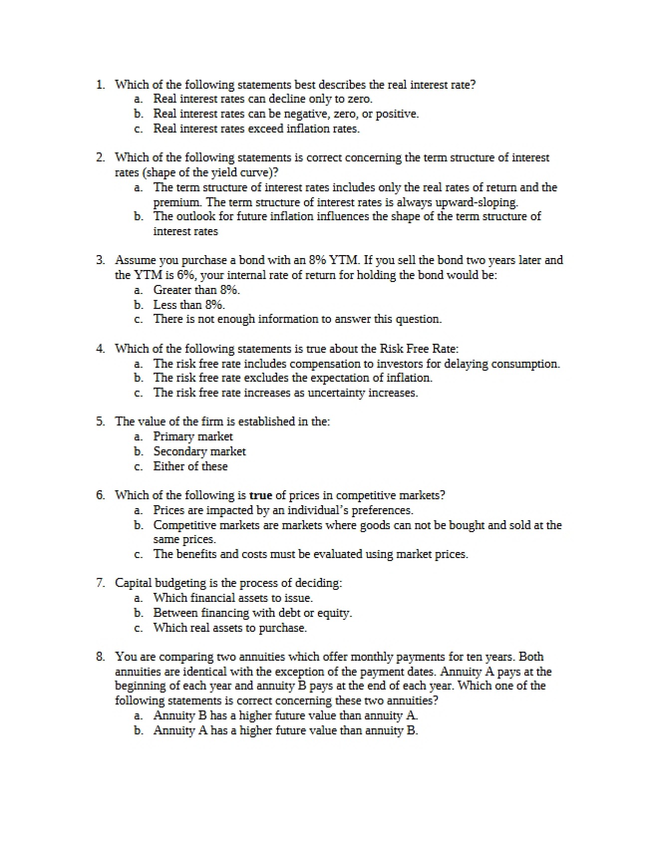 Finance Fundamentals Practice Exam