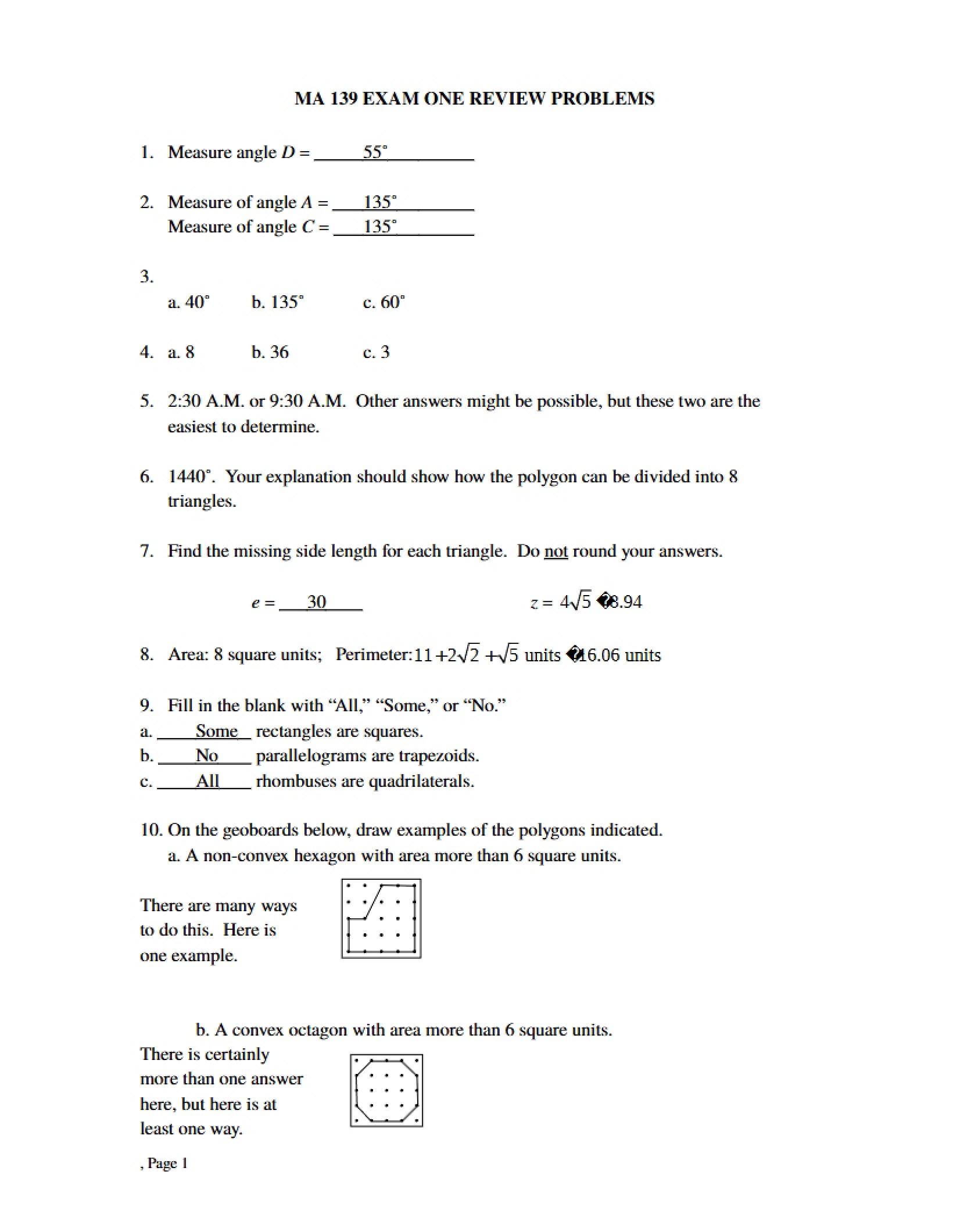 First Major Exam