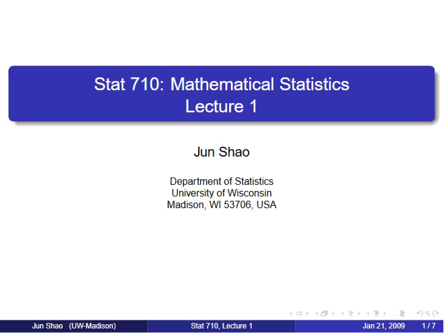 Notes from Lecture 1