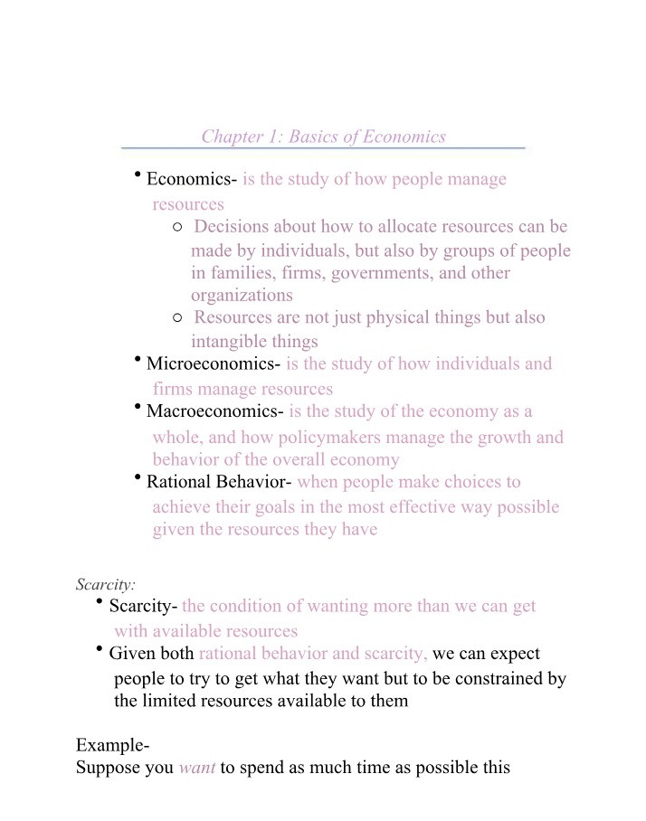 Chapter 1 Basics of Economics Notes Set 4
