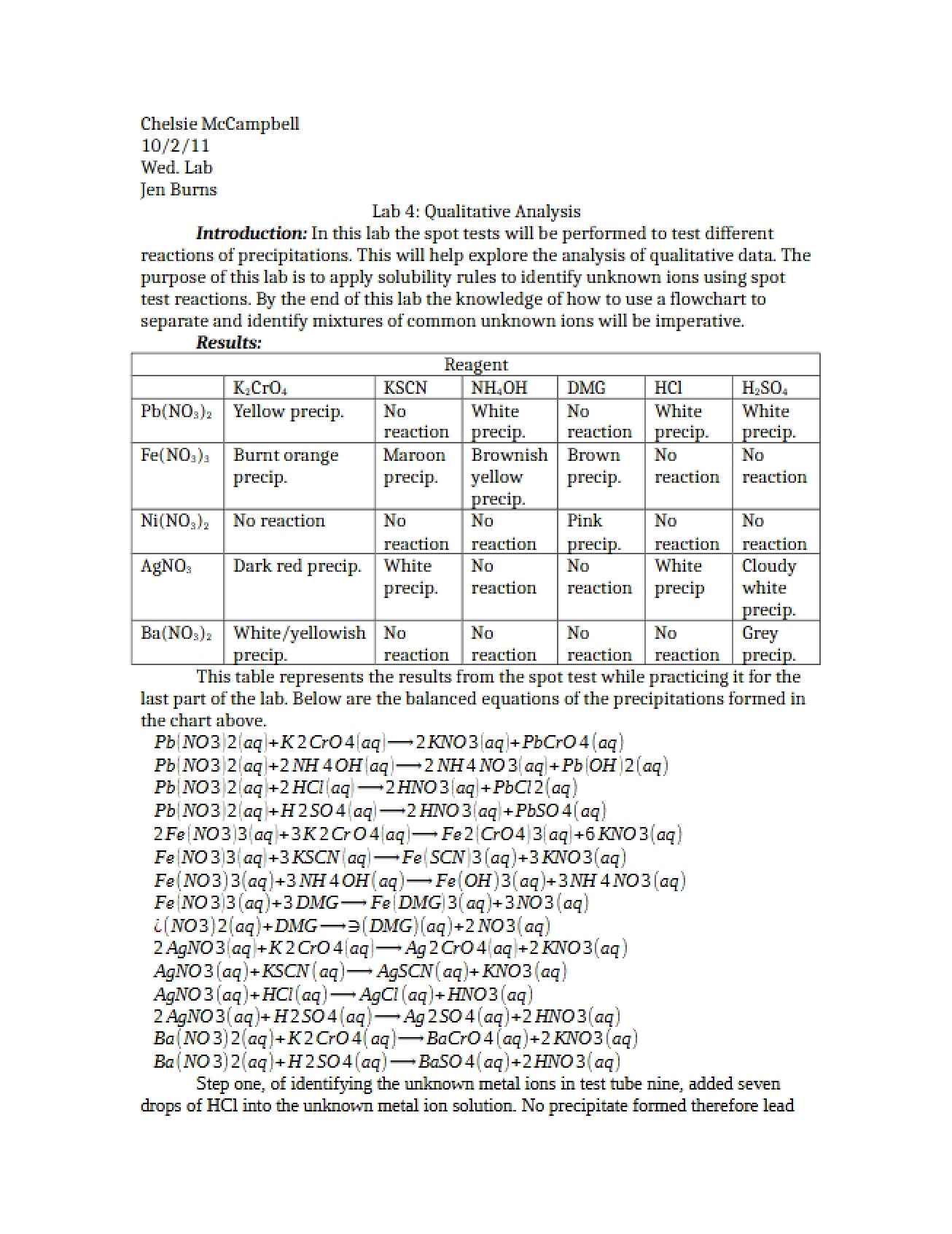 Fourth Laboratory Report