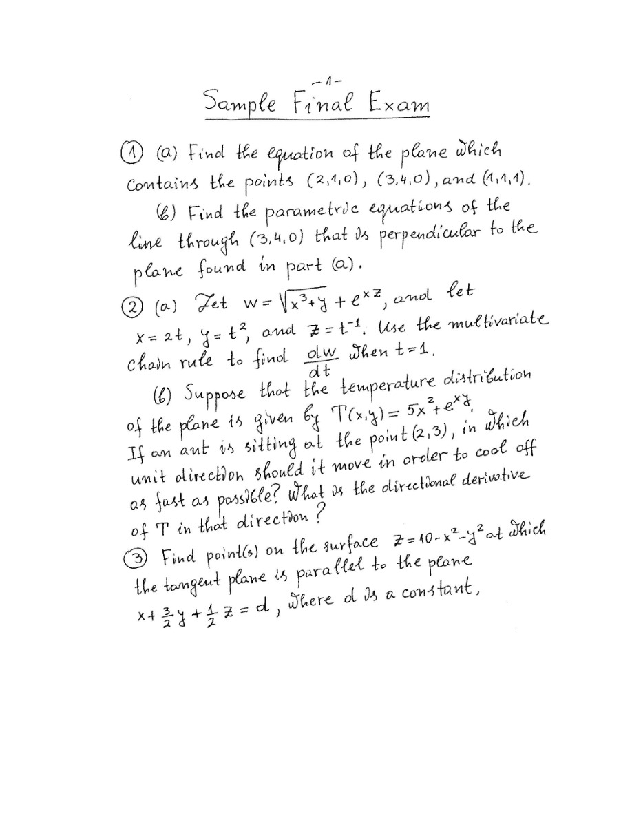 Final Exam Sample