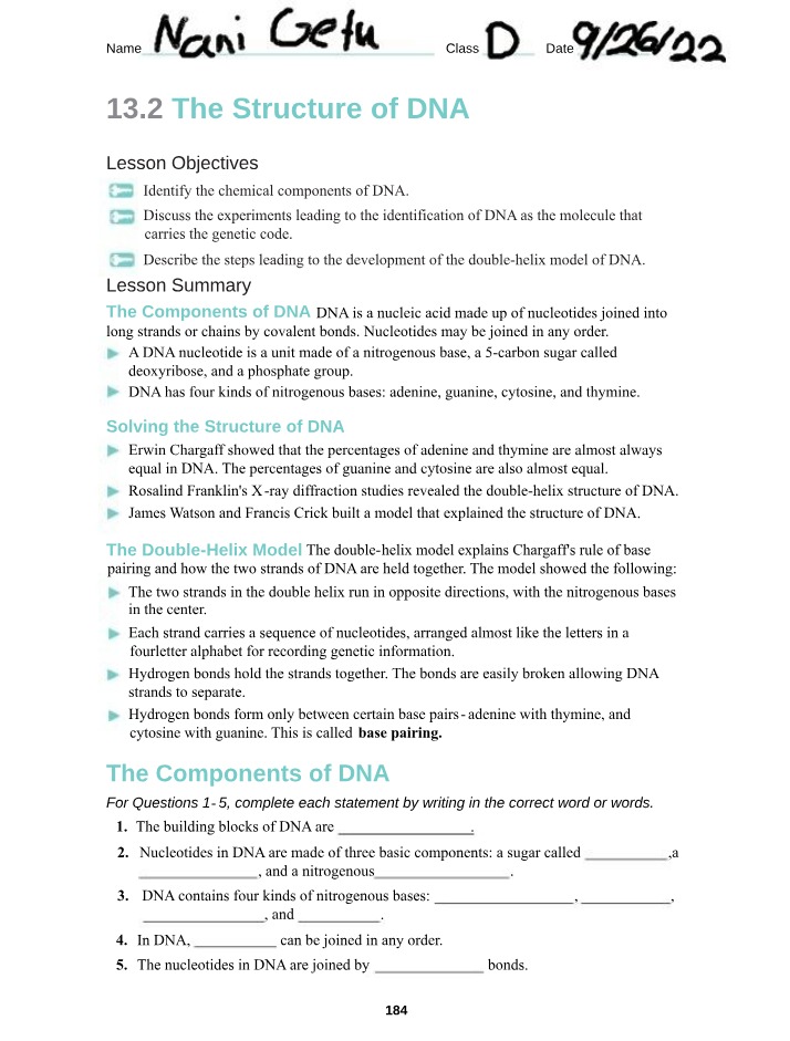 DNA Structure - Components, Experiments, and Double-Helix