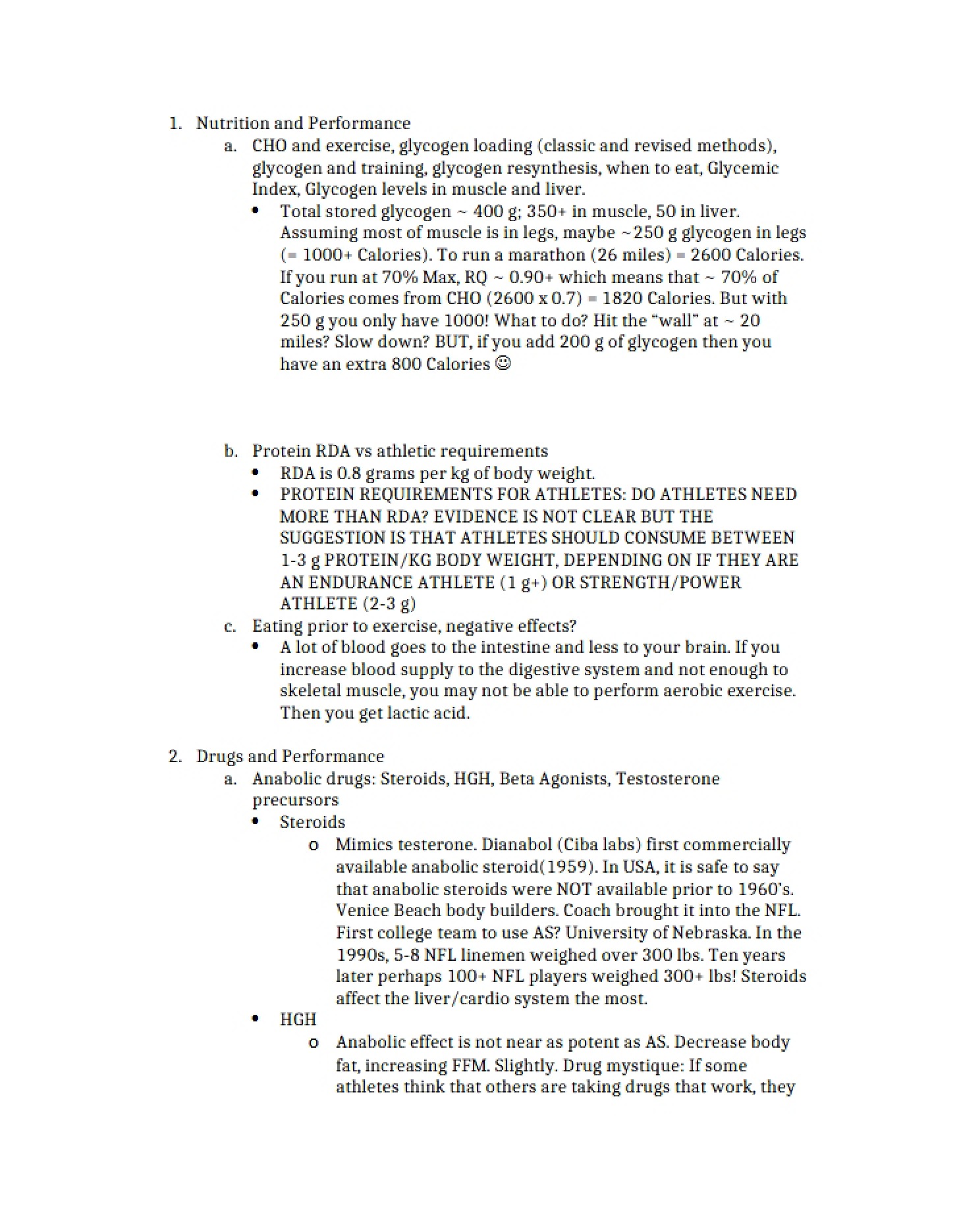 Performance and Nutrition