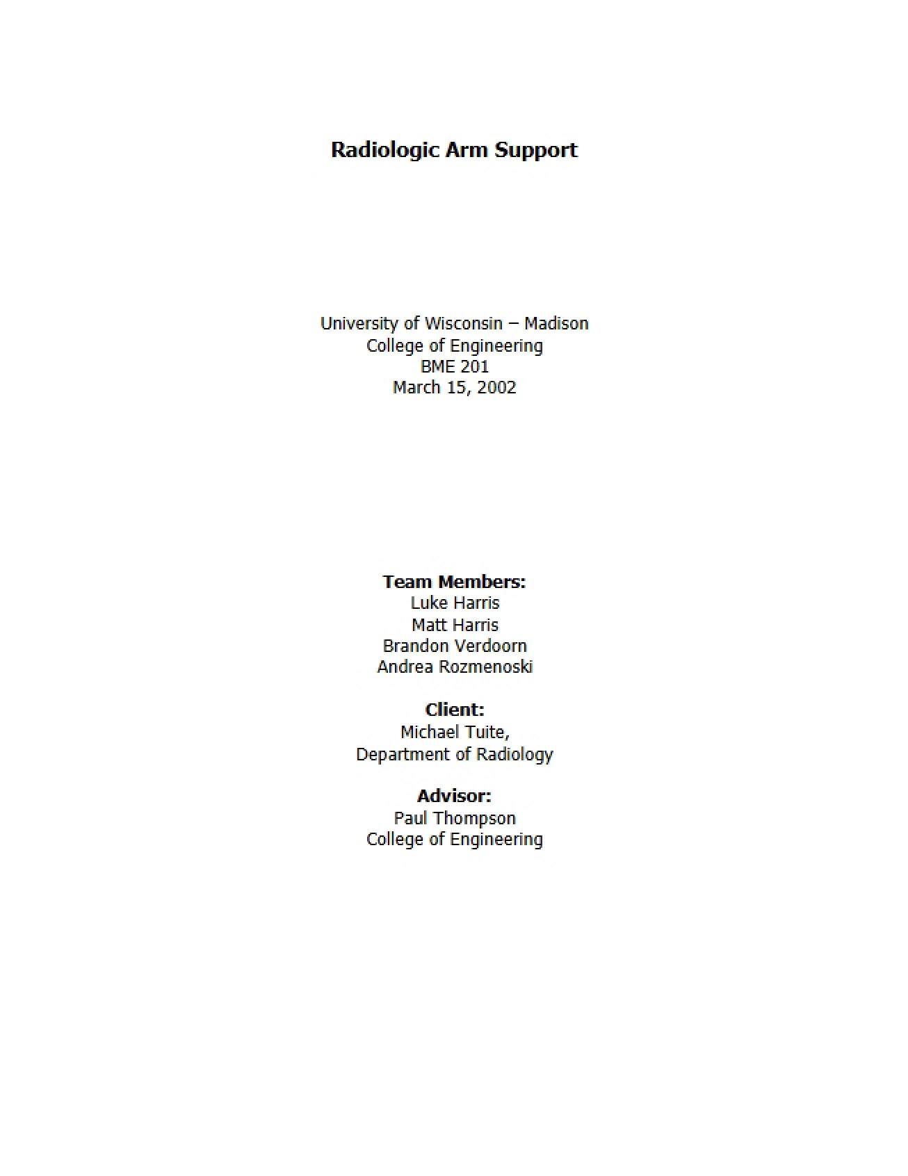 Arm Support for Radiology