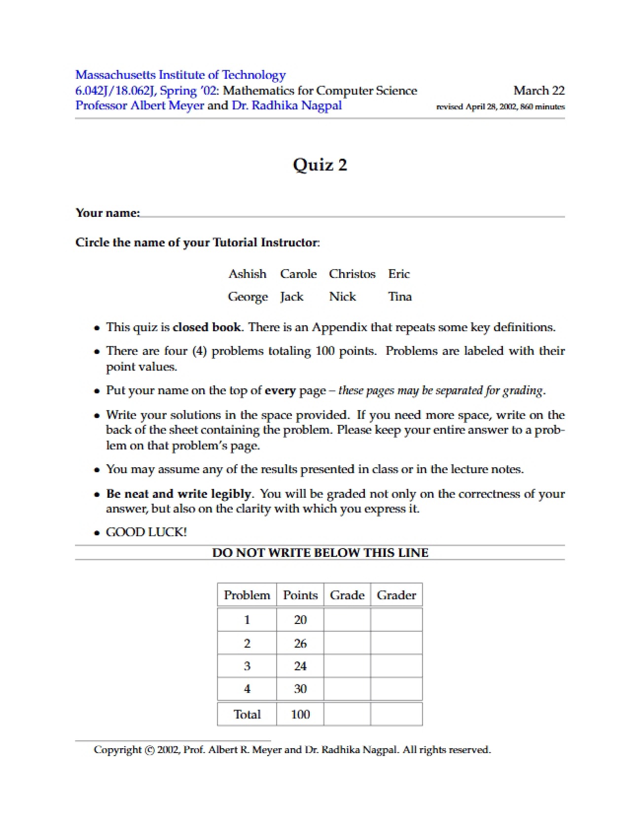 Second Quiz