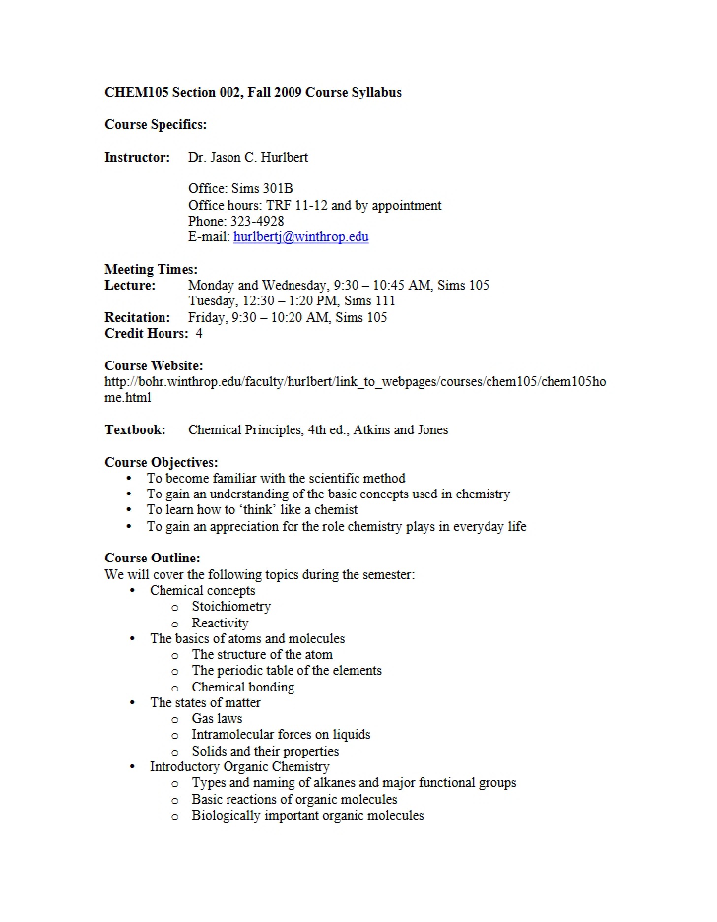 Class Syllabus