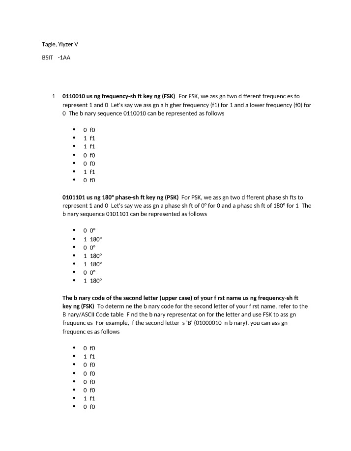 Binary Encoding Techniques - FSK and PSK