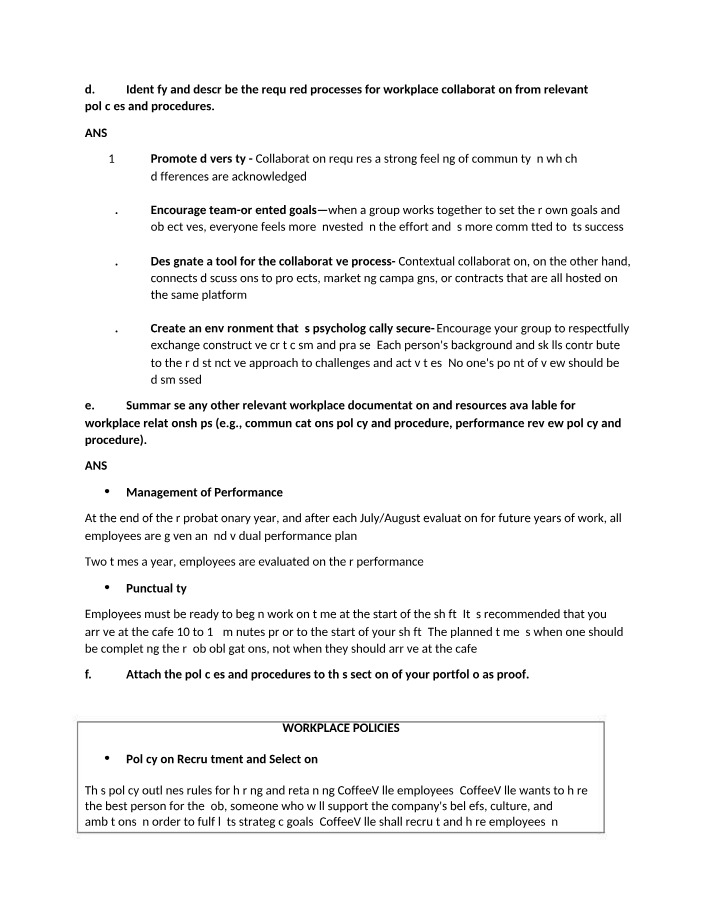 Workplace Collaboration Processes, Policies, and Diversity