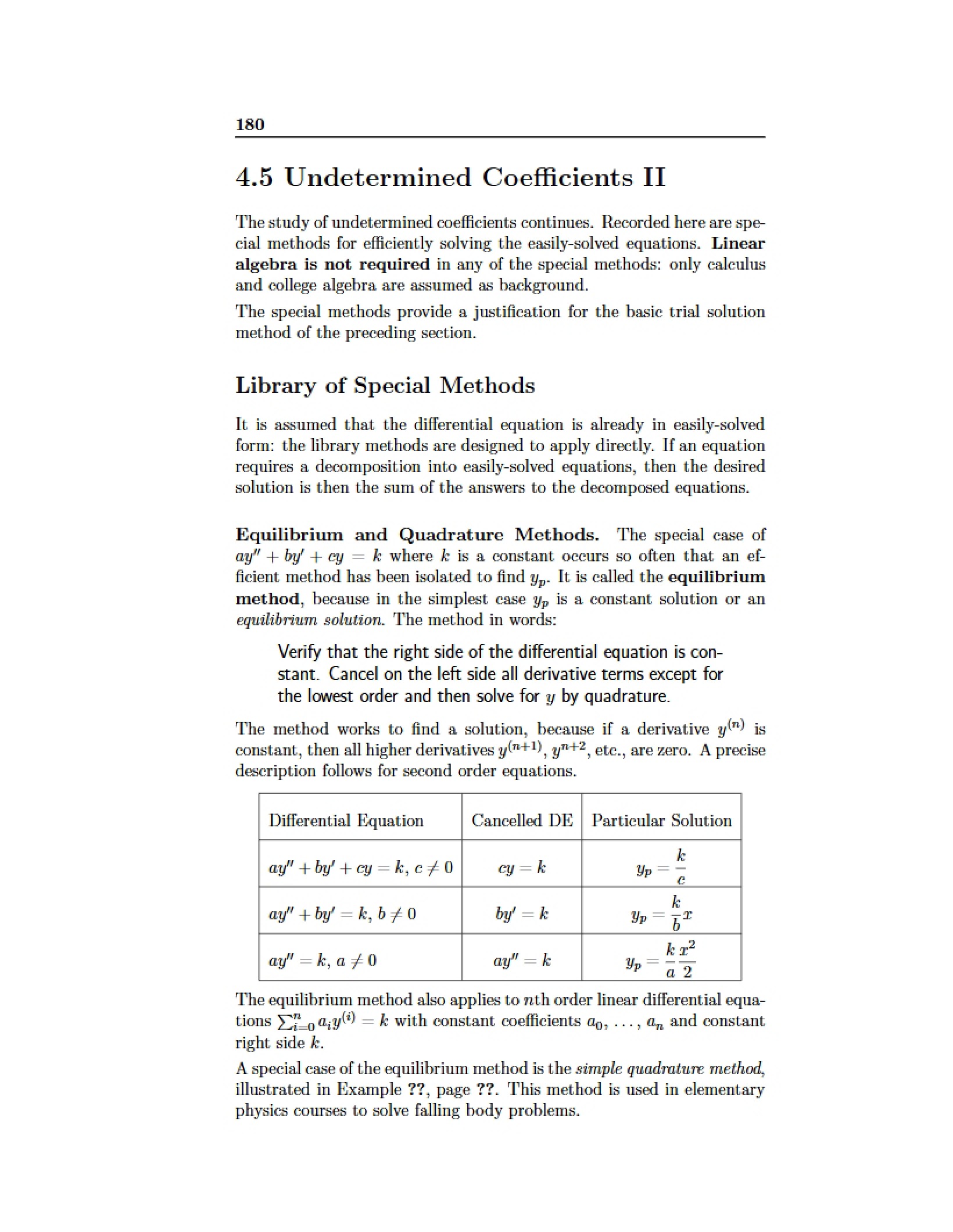 Part Two Undetermined Coefficients