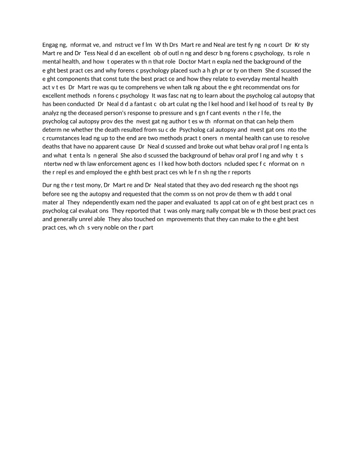 Forensic Psychology - An Analysis by Drs. Martire and Neal