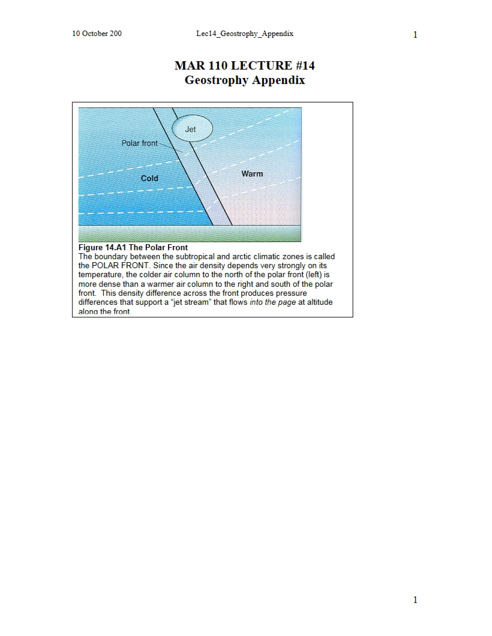 Appendix on Geostrophy