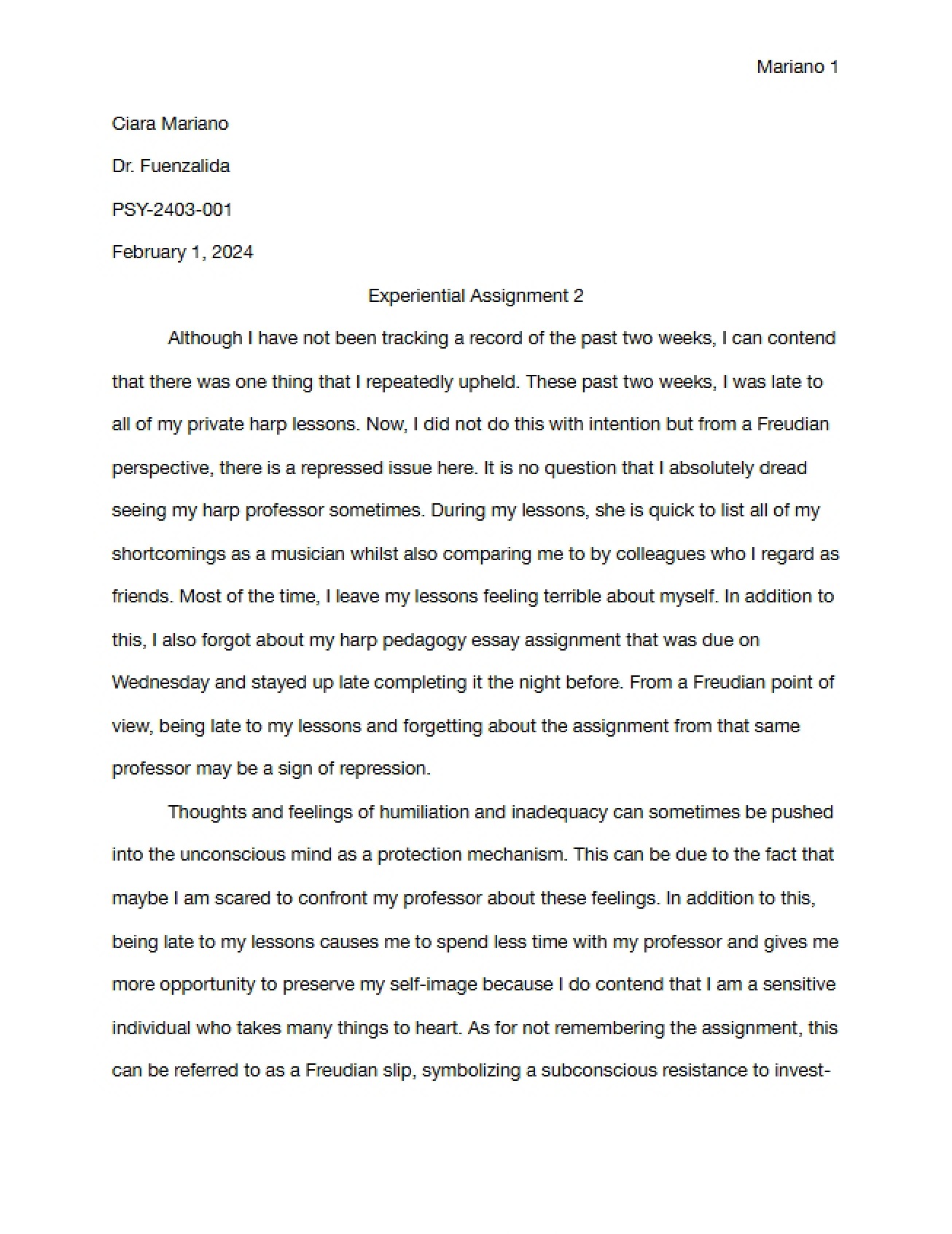 Experiential Assignment Two