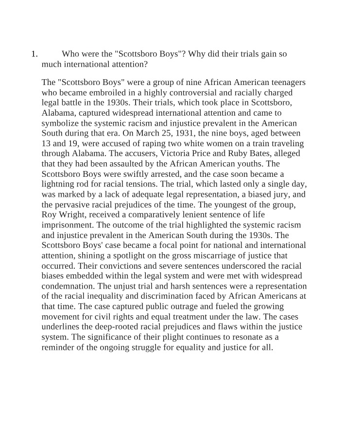 Racial Injustice and International Attention - The Scottsboro Boys