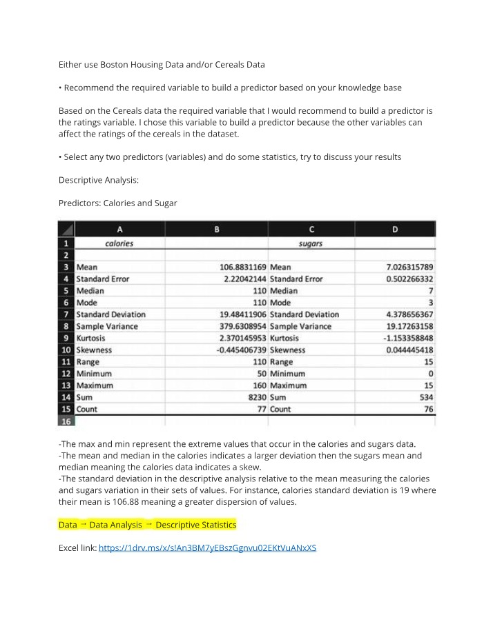 Building Statistics and Recommended Predictor Variables