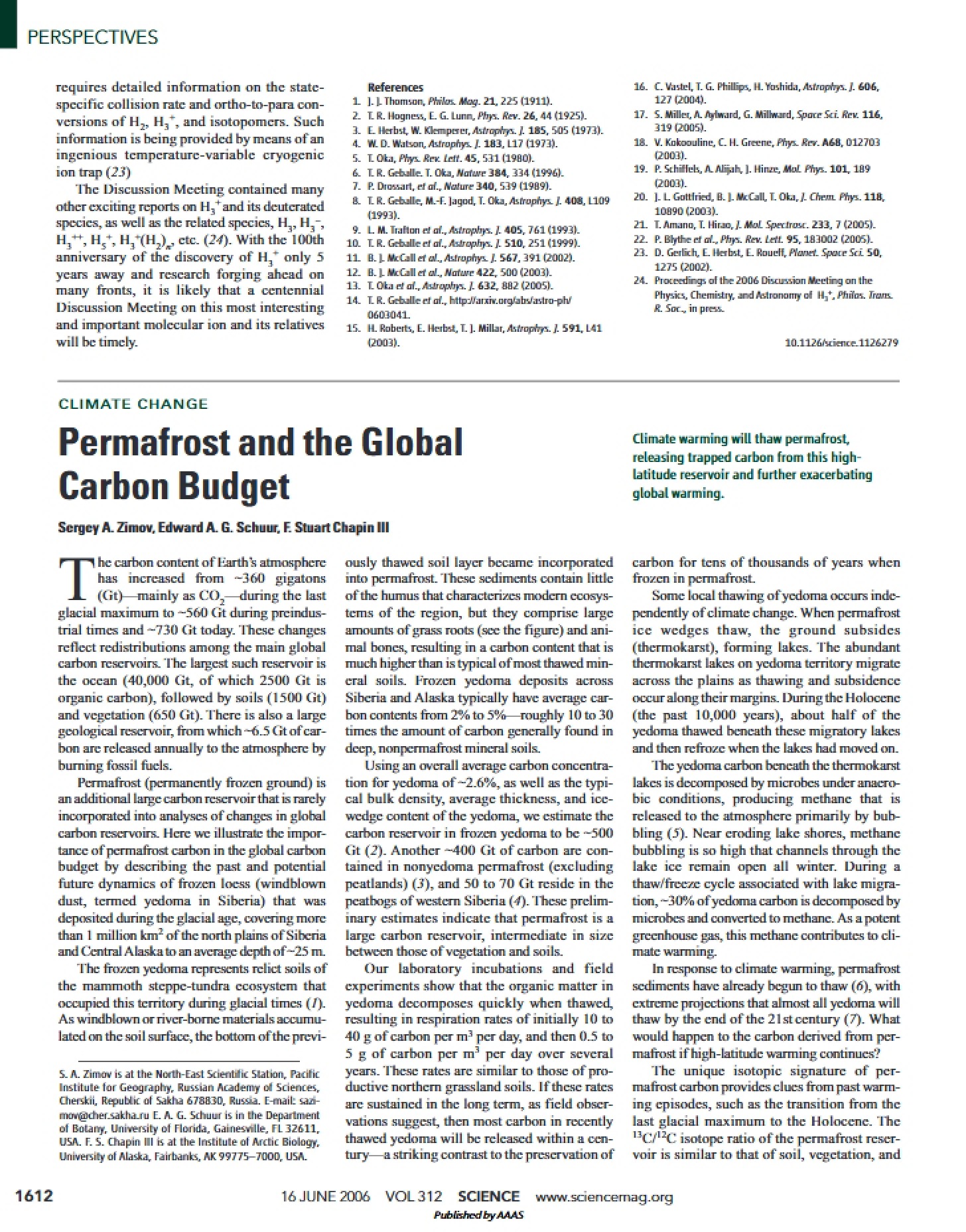 Global Carbon Budget and Permafrost