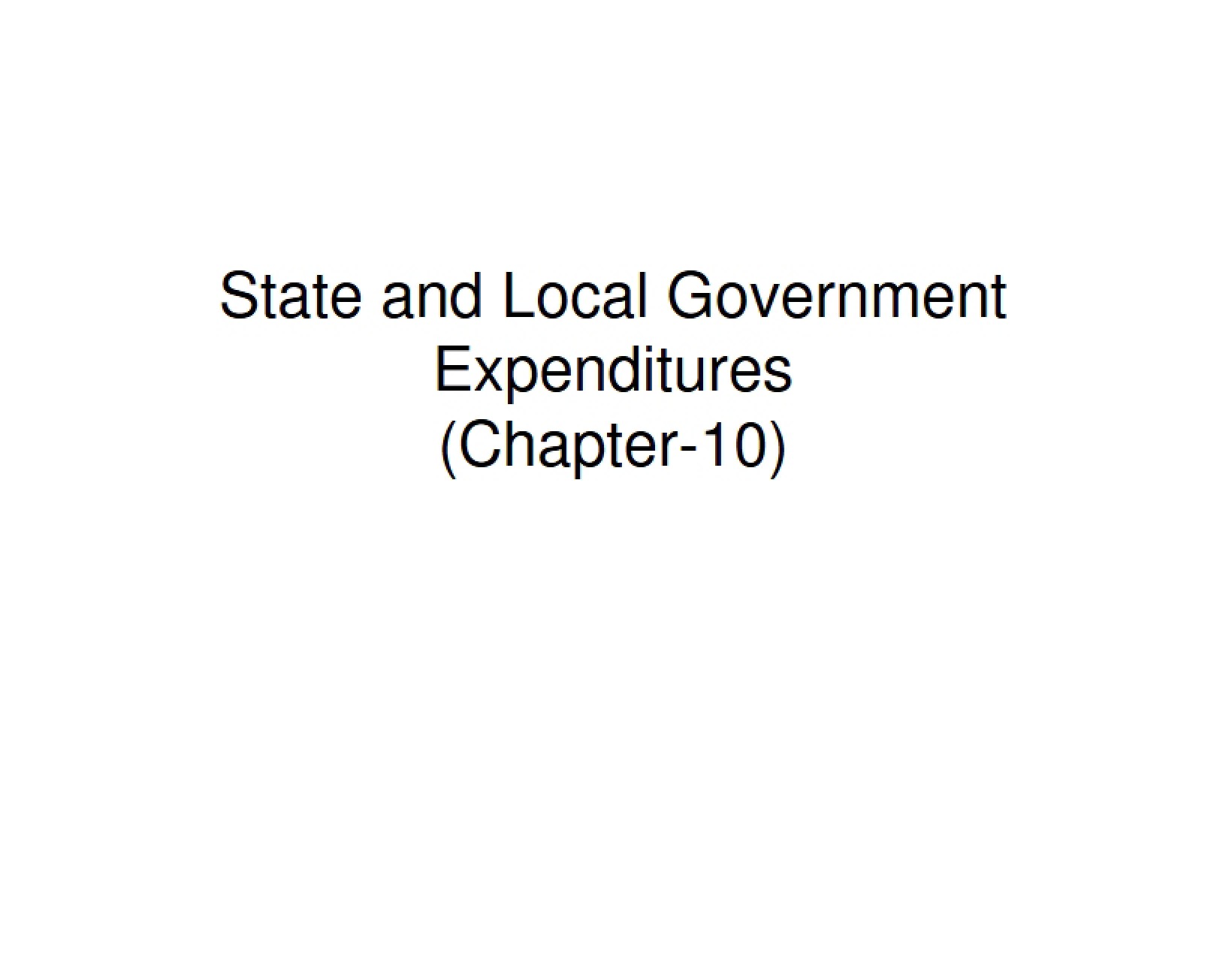 Expenditures of State and Local Government