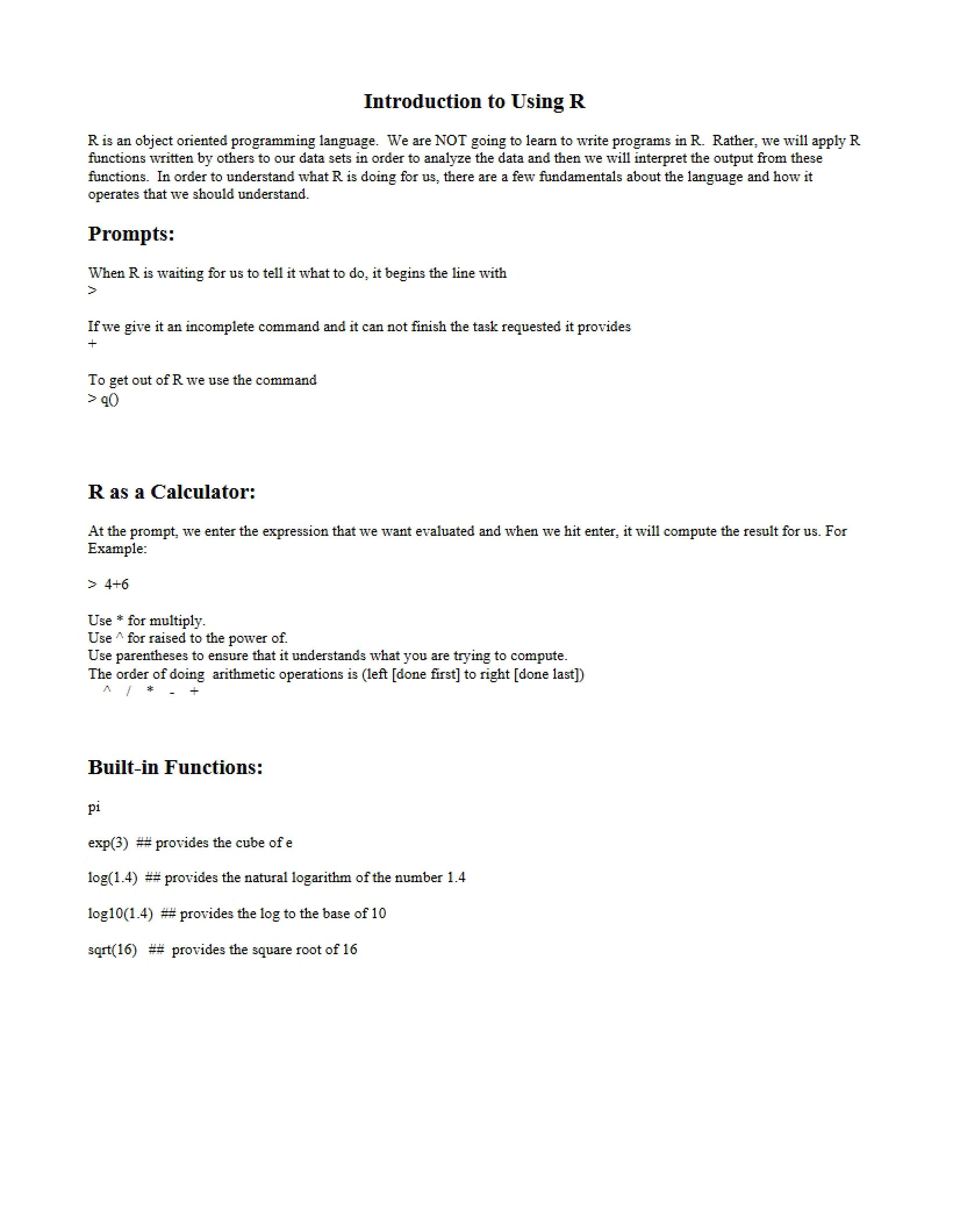 R Usage