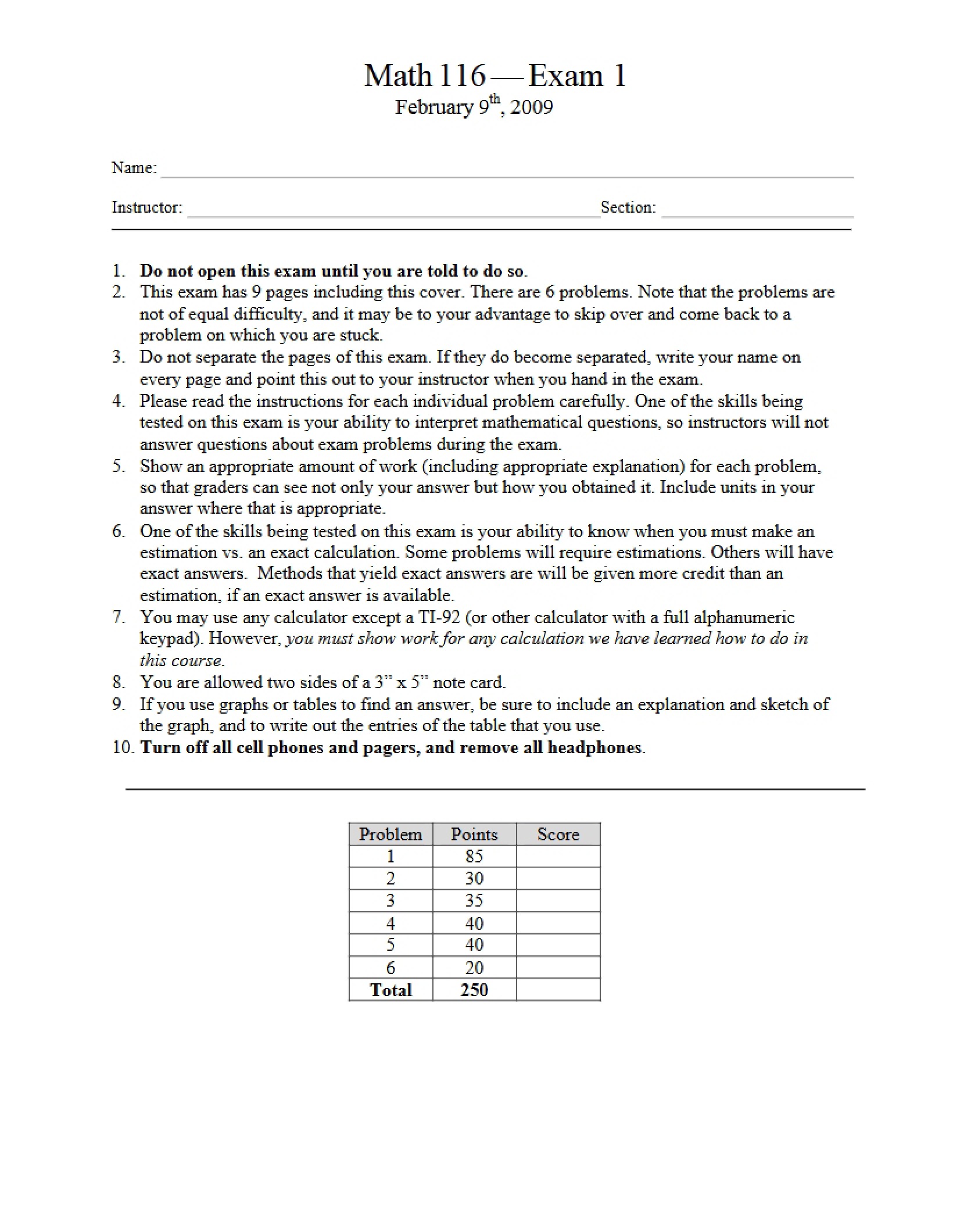 First Examination