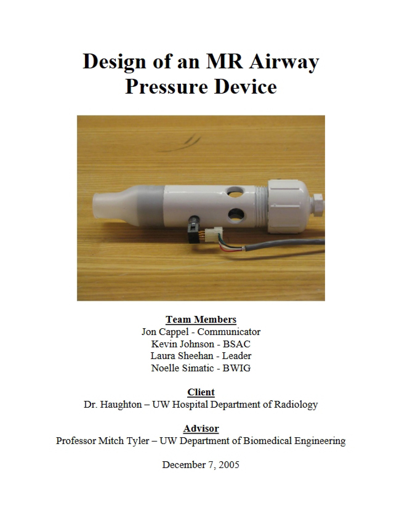 MR Device Design for Airway Pressure