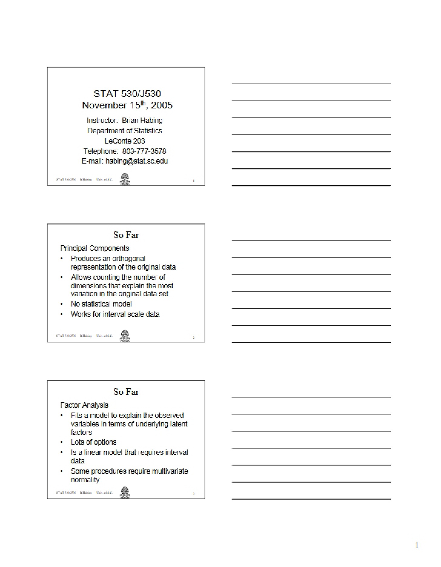 Lecture Notes for STAT 530