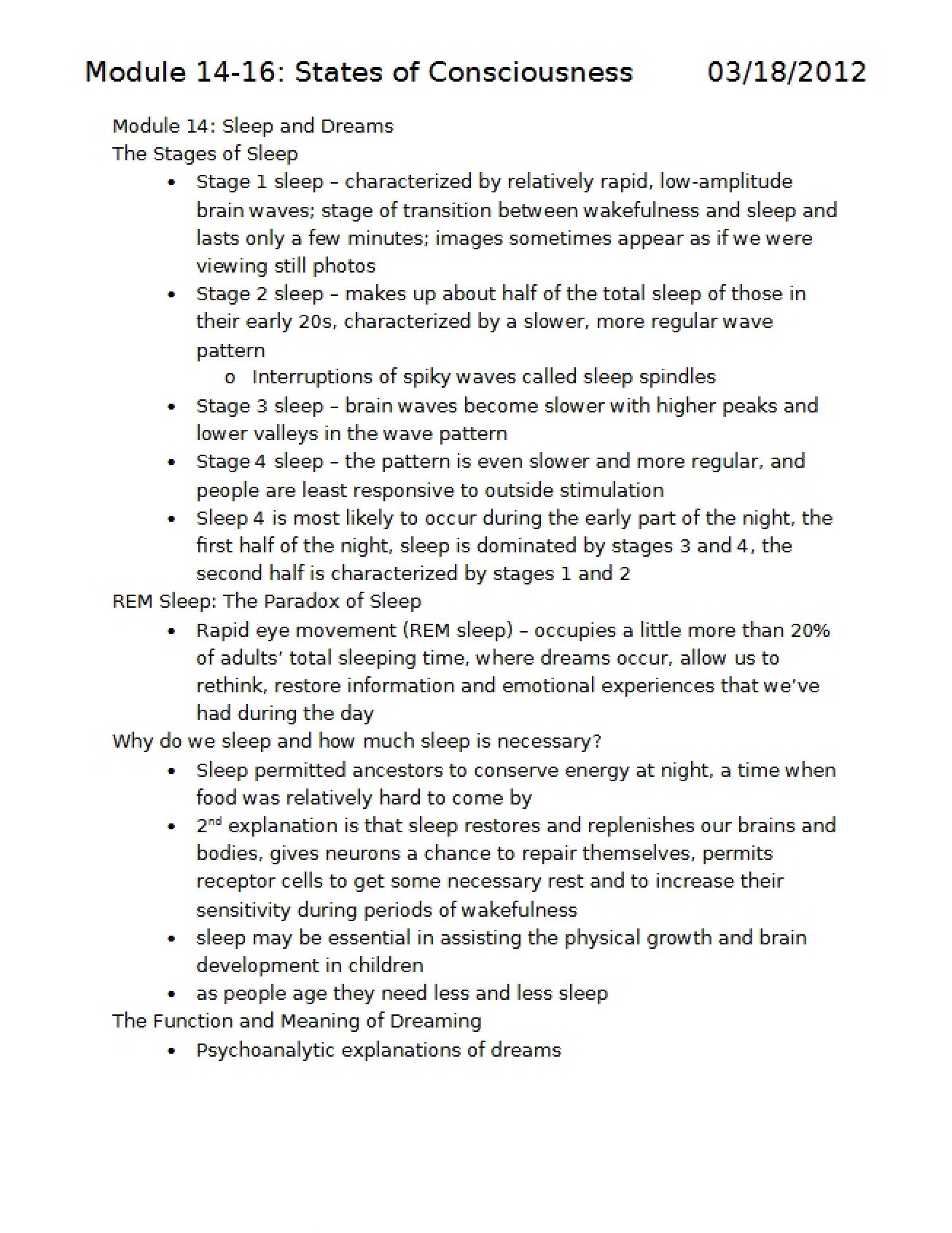Consciousness States