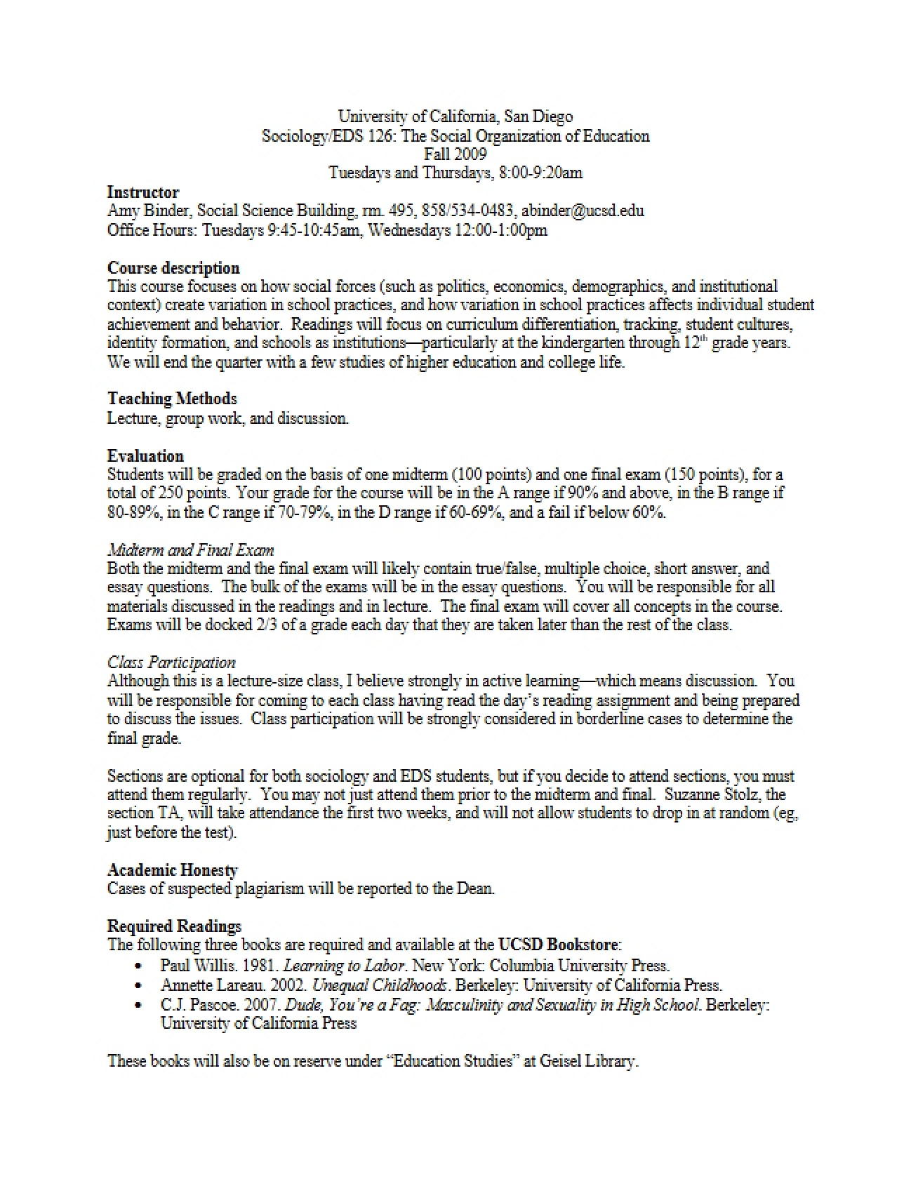 Educational Social Organization Outline