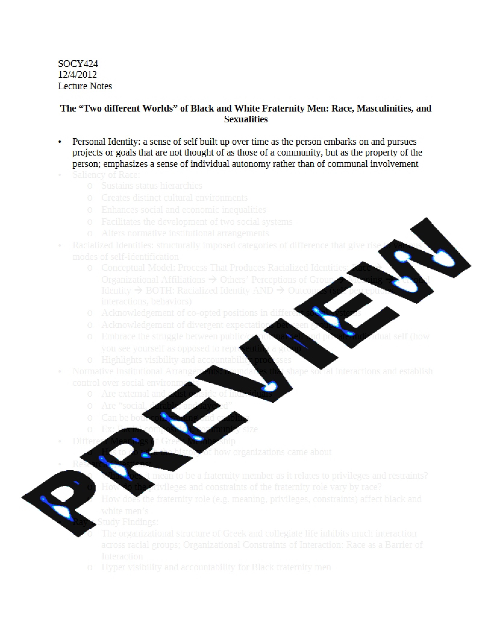 Course Lecture Notes