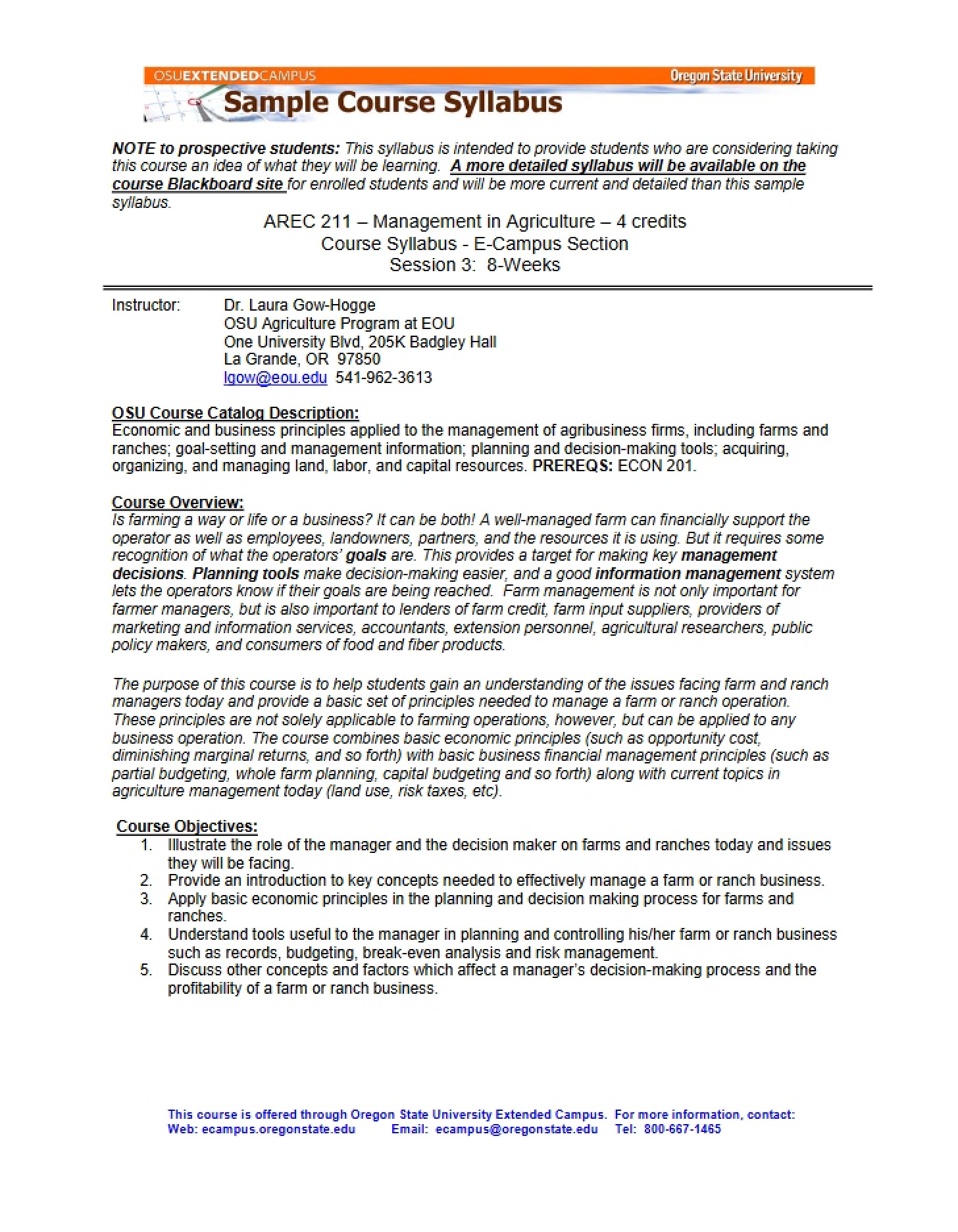 Course Syllabus