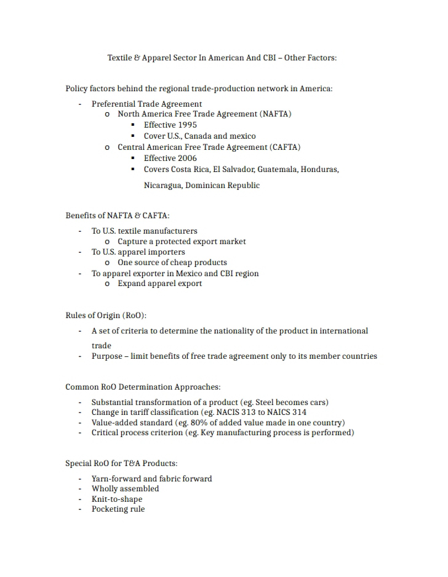 America and CBI Sector Factors T&A