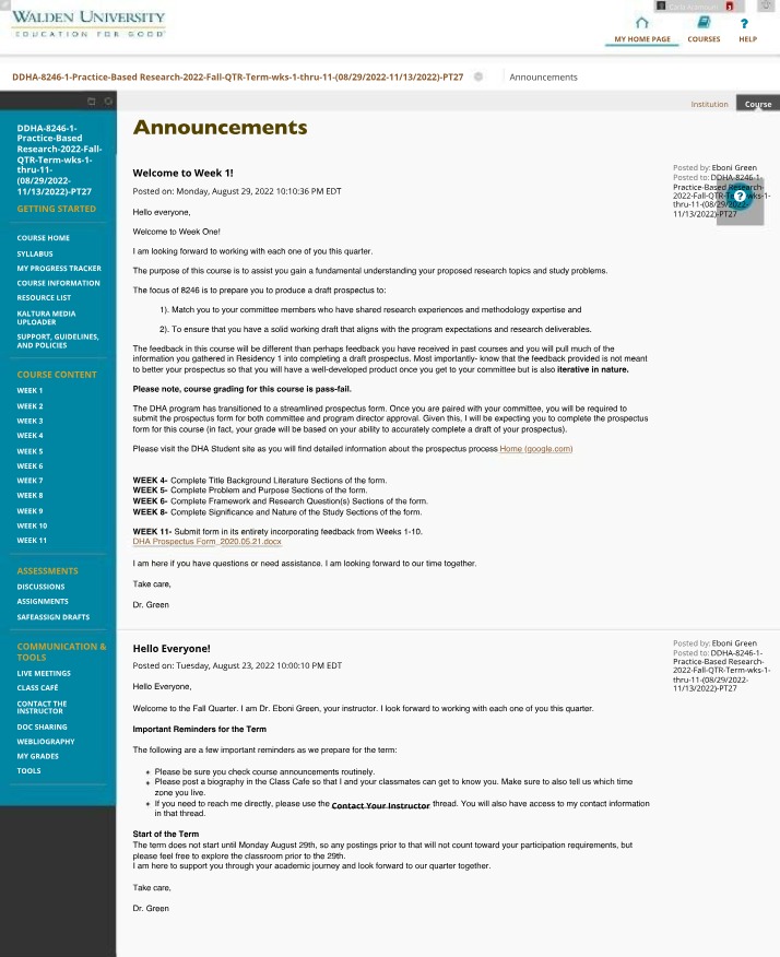 DDHA 8246 - Course Announcements