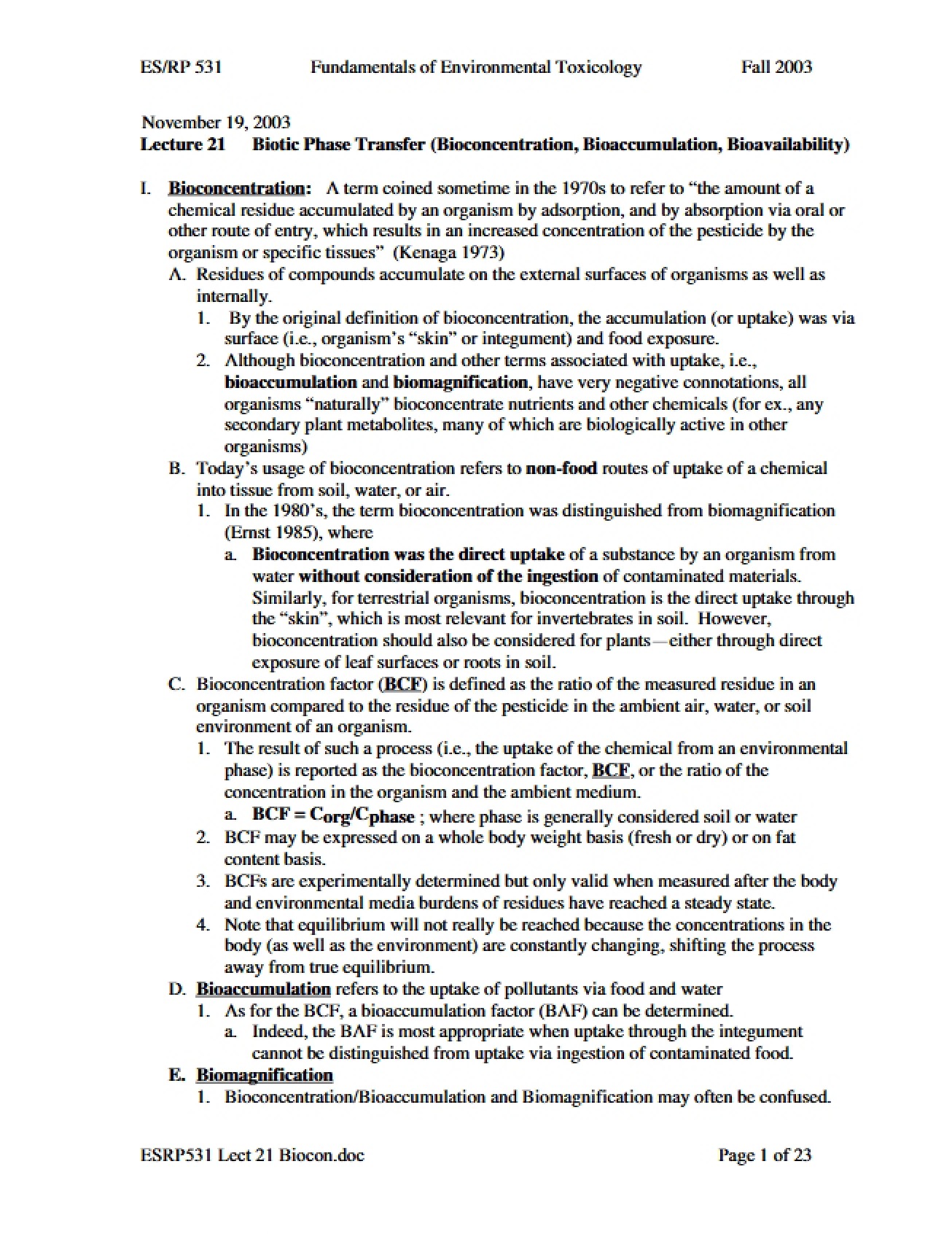 Core Principles of Environmental Toxicology