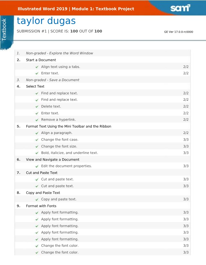 Illustrated Word 2019 Module 1 Textbook Project Submission Draft