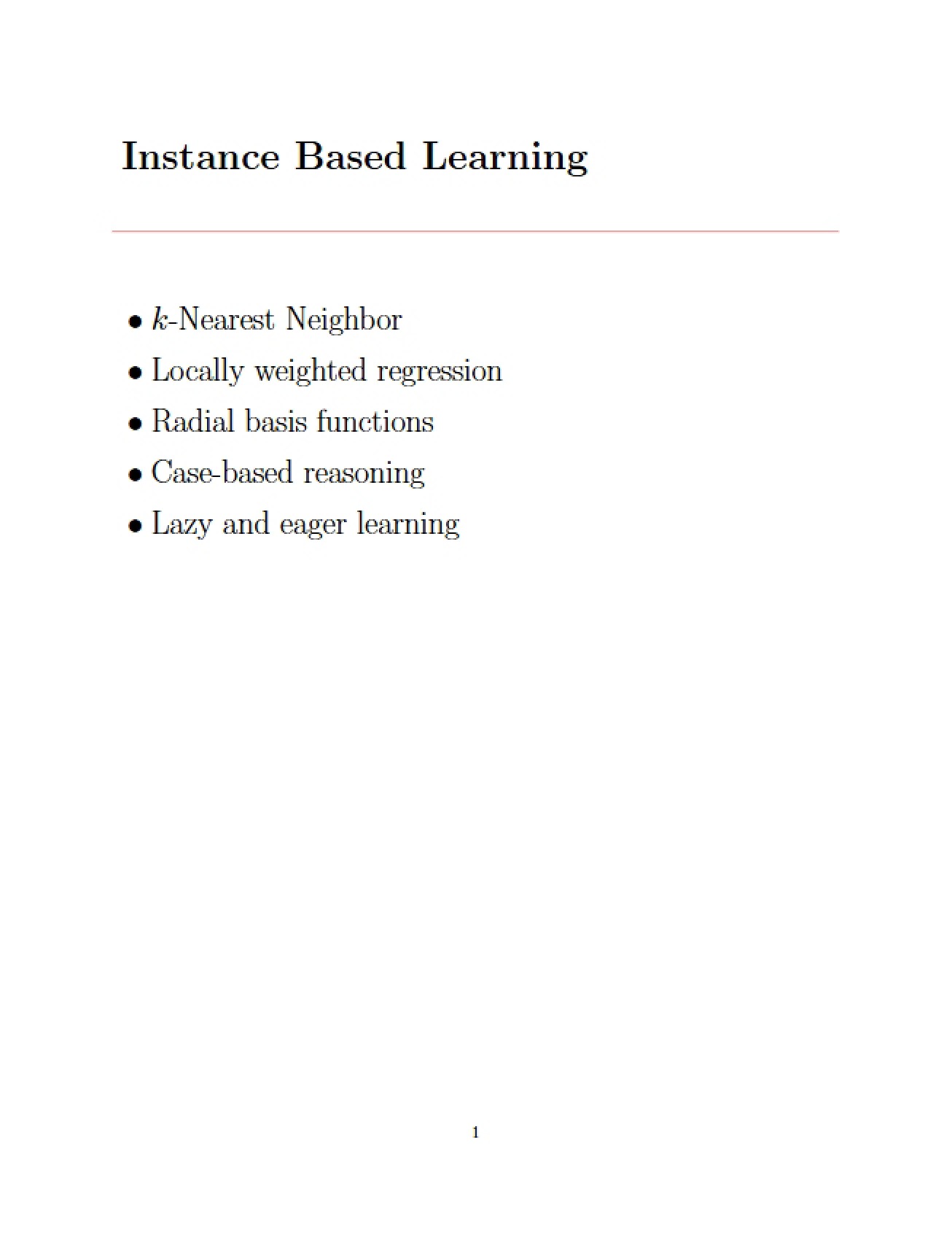 Learning based on Instances