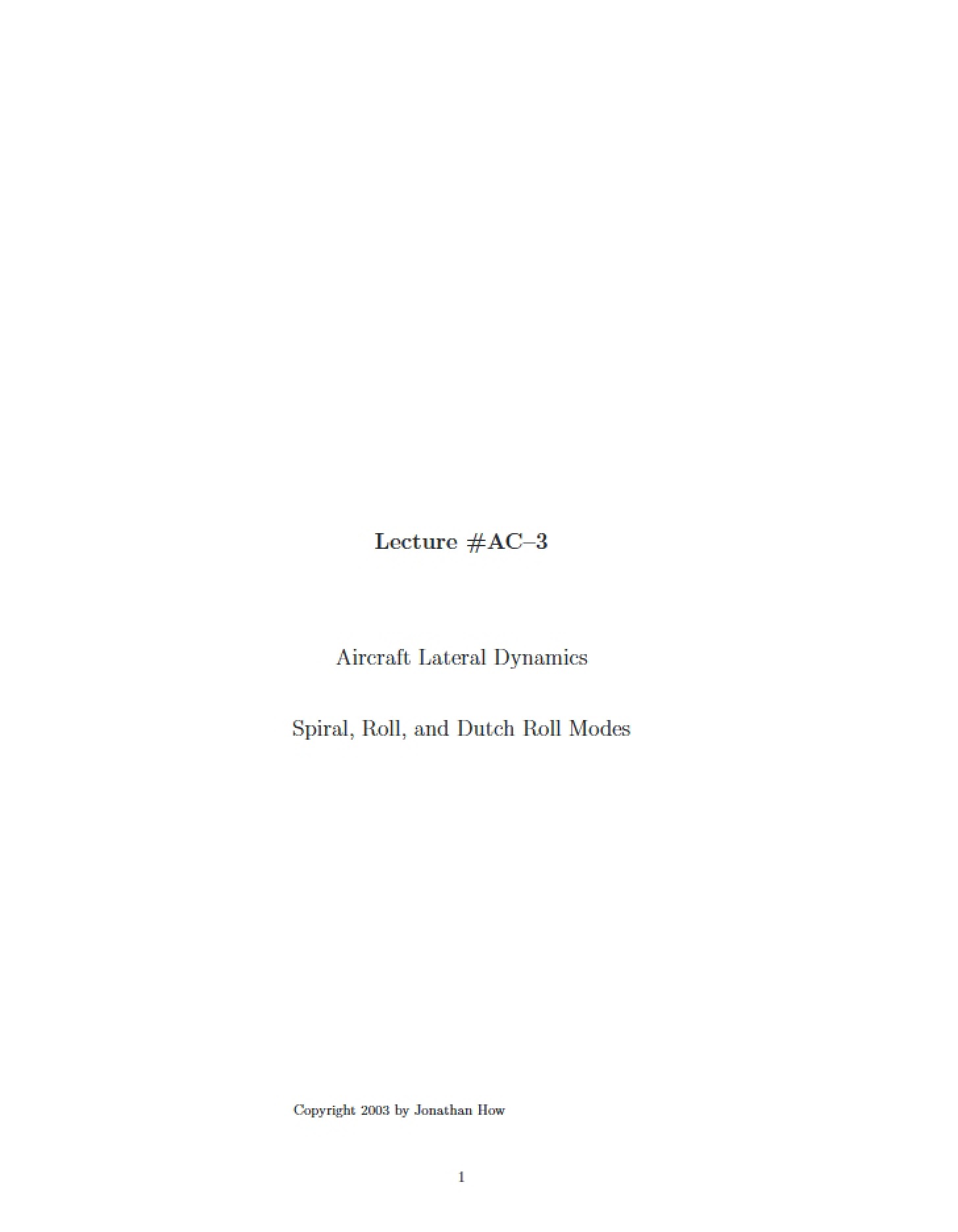 Lateral Dynamics of Aircraft