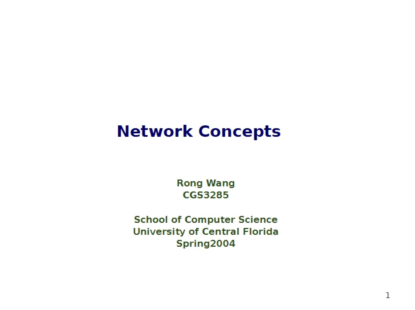 Concepts of Networks
