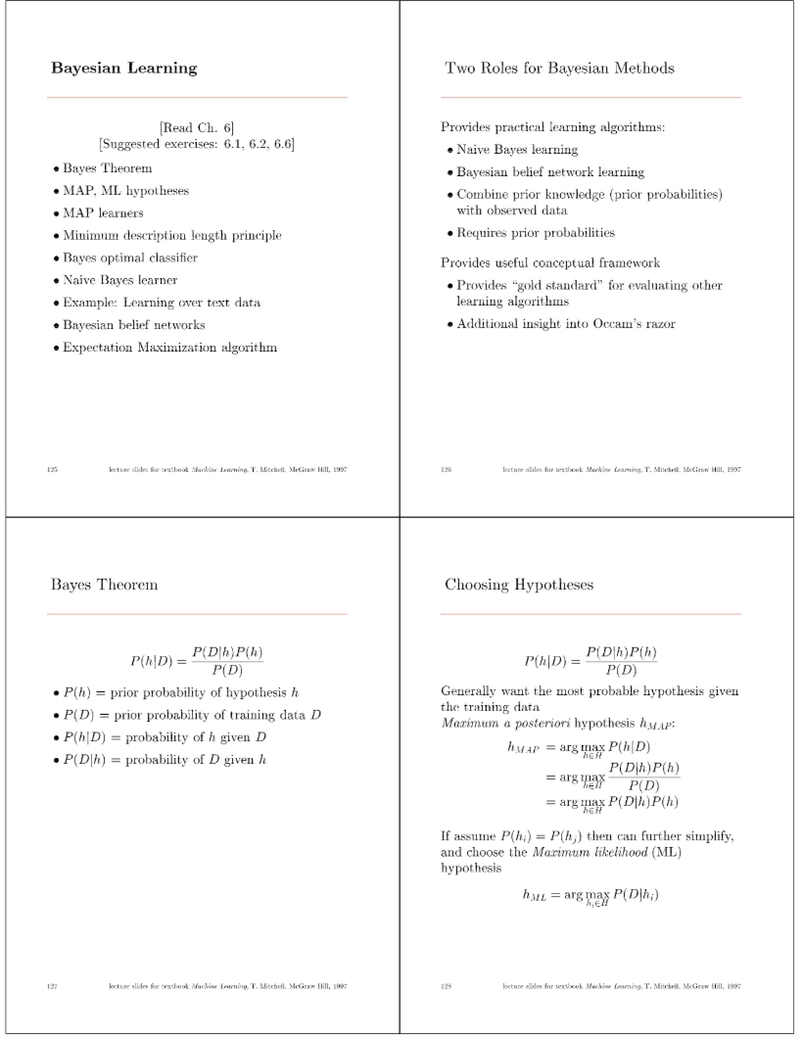 Learning via Bayesian Methods