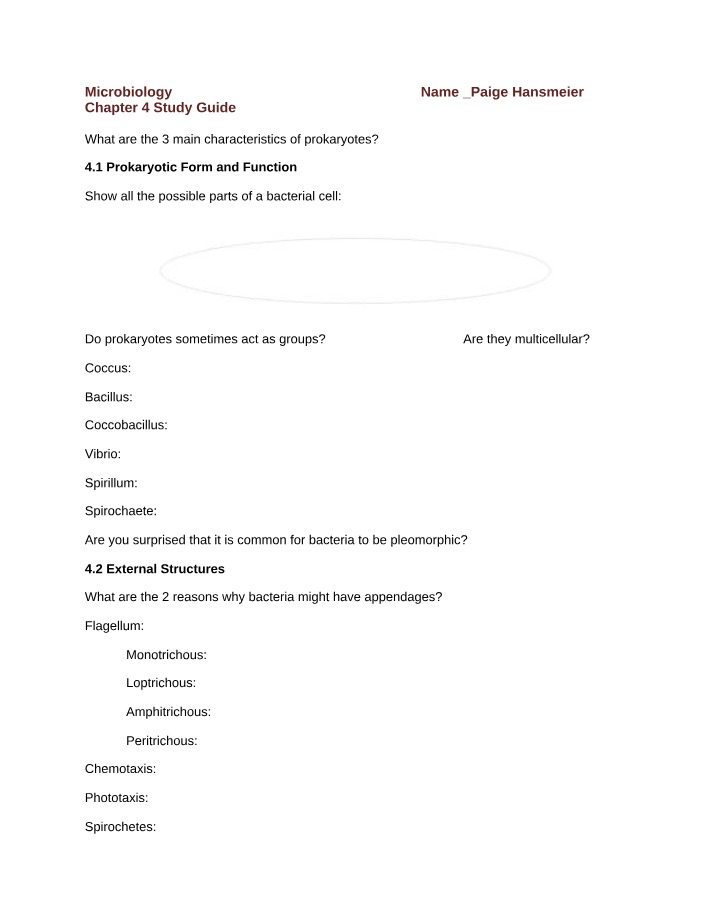 Study Guide for Microbiology Chapter 4