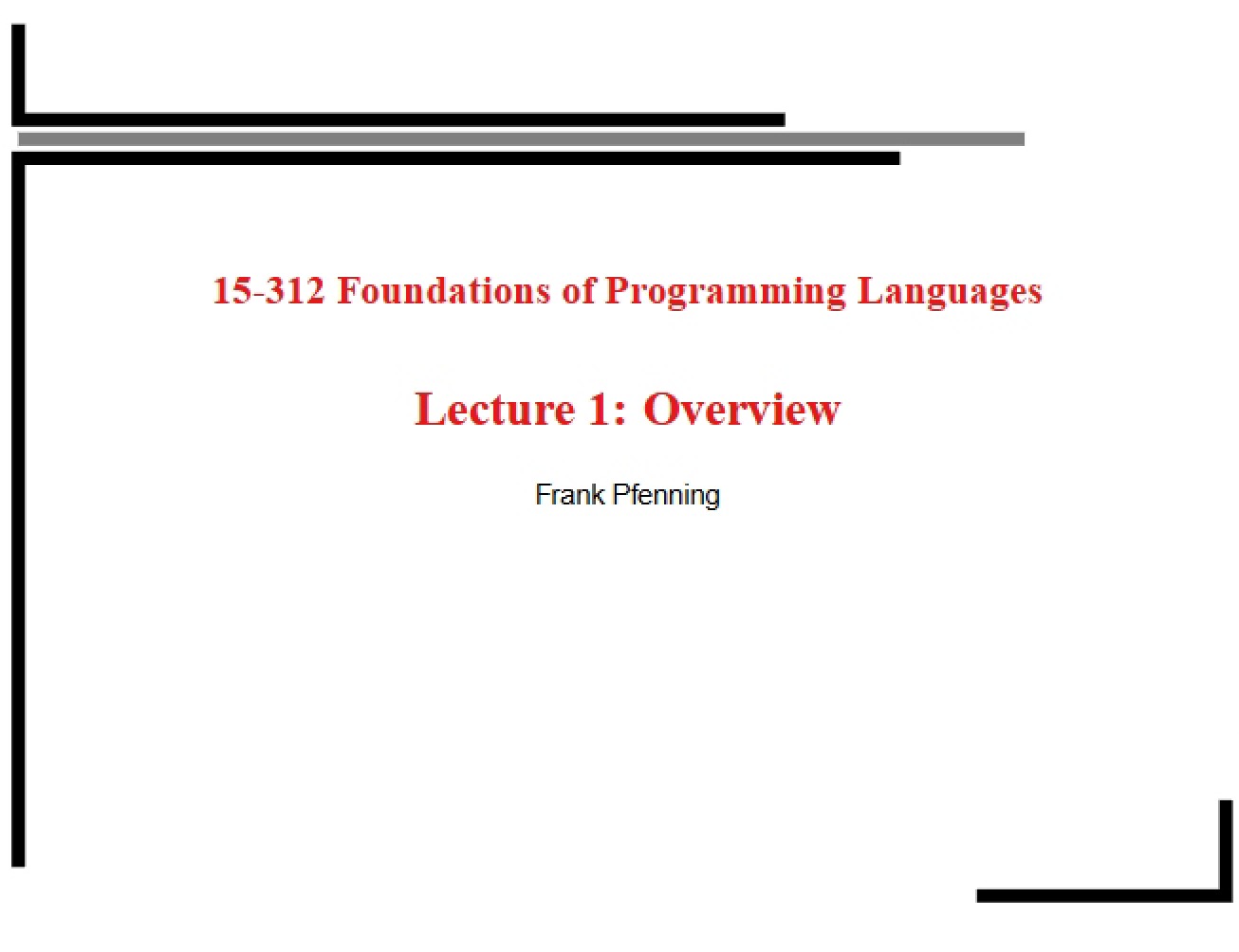 General Lecture - Programming Languages