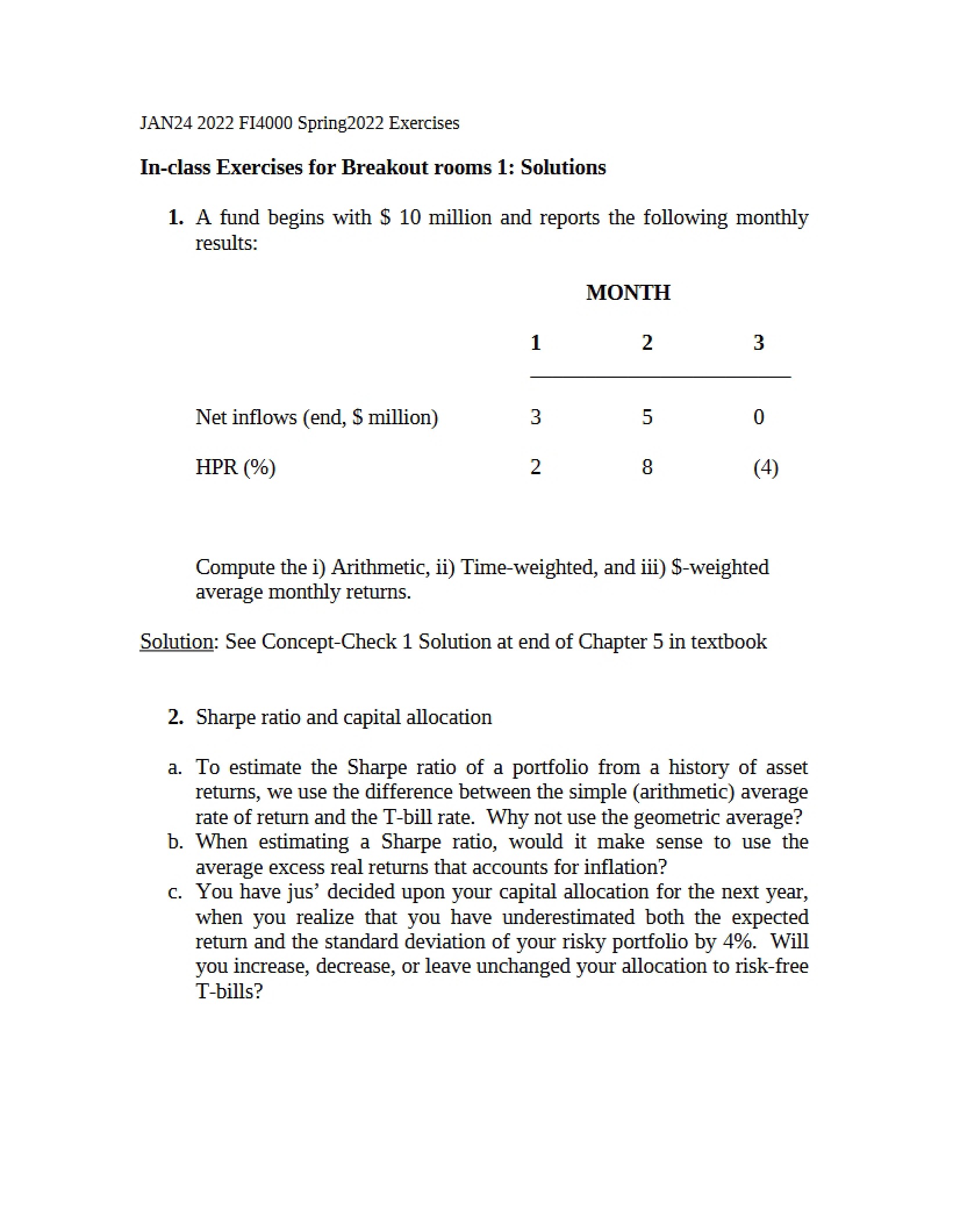 Solutions to Module 3 In-Class Exercises