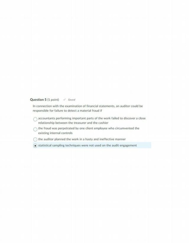 Auditor Responsibility for Fraud Detection in Financial Statements Quiz